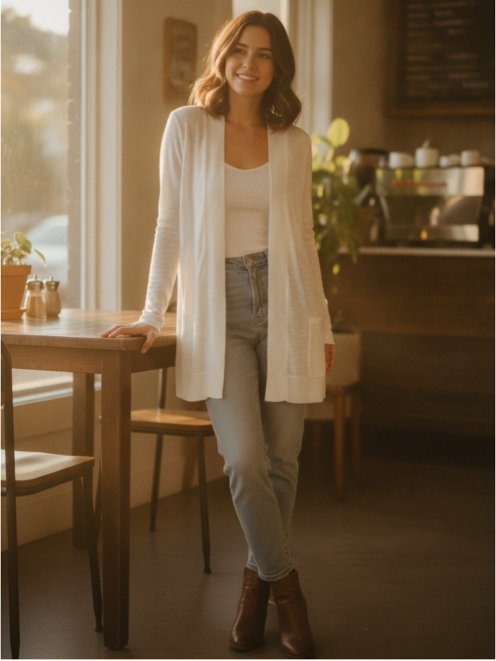 Charter Club Lightweight Open Front Cardigan White Size L NWT